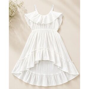 Lele for Kids Girls High Low Dress 4T White Ruffle Gauze  Boho Cottagecore Beach